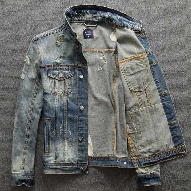 Autumn Trendy Denim Jackets Man High Quality Vintage On Board Cowboy Coat for Men Korea Washed Designer New In Branded Outwear X250213
