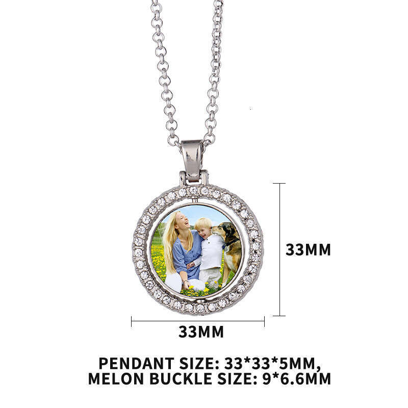Dia double-sided rotating patch metal jewelry necklace circular pendant blank product can be heat transferred for printing