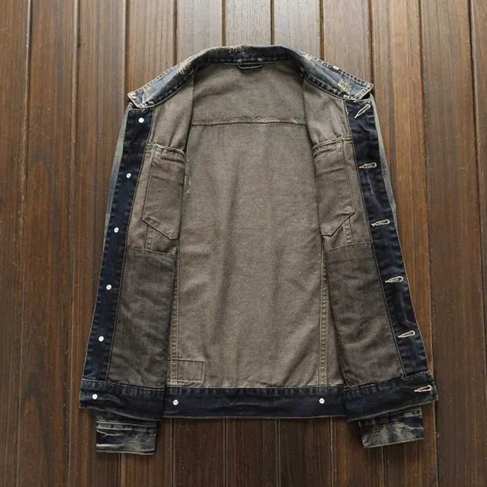 Autumn Cowboy Coat for Men Trendy Vintage Denim Jackets Man Cheap Price Stylish Japanese Retro Korea Aesthetic Low Rock X250213