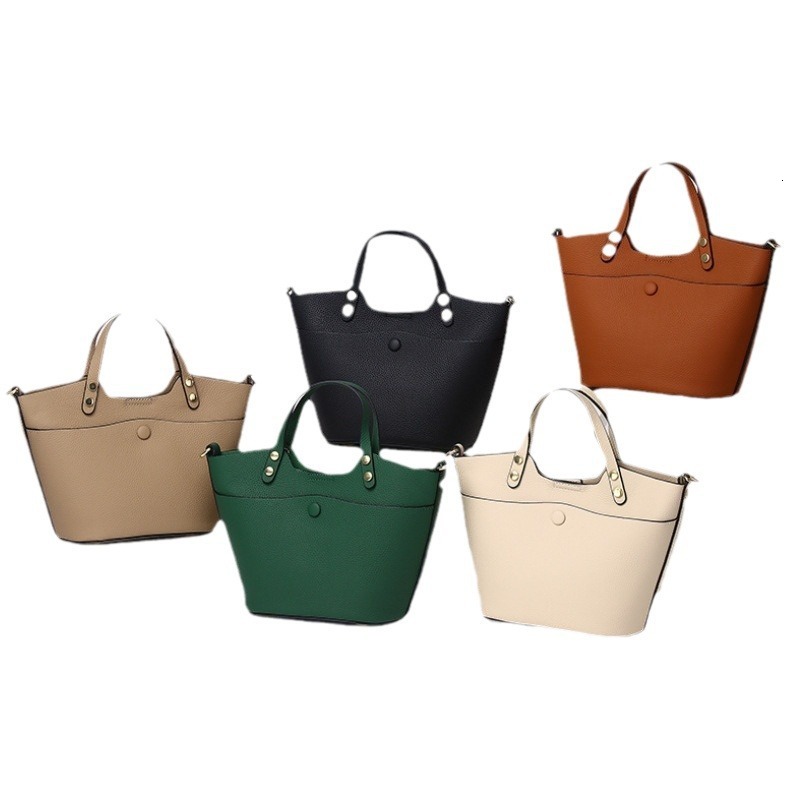 Bag Light Luxury Women's Genuine Leather Bucket Bag, High-End Feel, Large Capacity, Can Be Slung Diagonally, Handbag, Niche Daily Matching Bag
