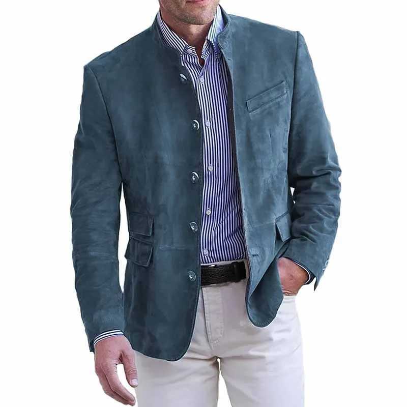 New Mens Lightweight Casual Jacket Mens Daily Vacation Solid Color Stand Up Collar Top Mens Trendy Versatile Jacket X250213