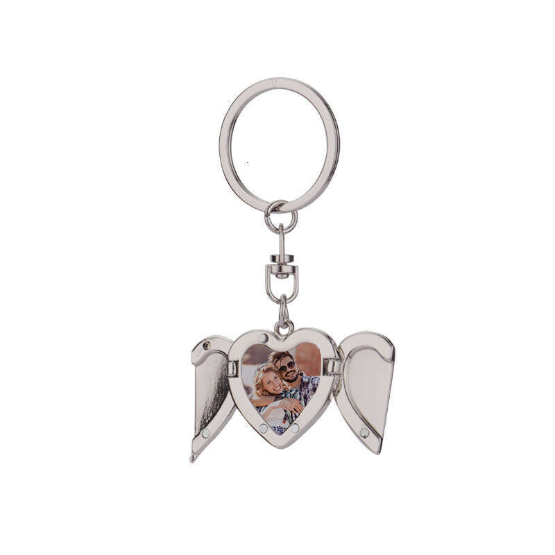 Jewelry Valentine's Day Necklace Heat Transfer Printing Angel Wings Couple Heart shaped Pendant