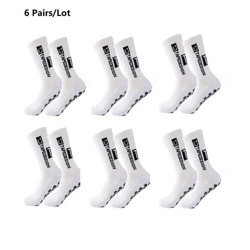6 Pairs/Lot 2024 New ANTI SLIP Tapedesign Football Socks Mid Calf Non-Slip Soccer Sport Cycling Sports Mens Women Sock EU38-44XJ250213