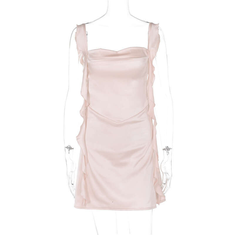 Women's summer product sexy backless ribbon solid color dress wholesale 2025 new casual versatile fashion clothing