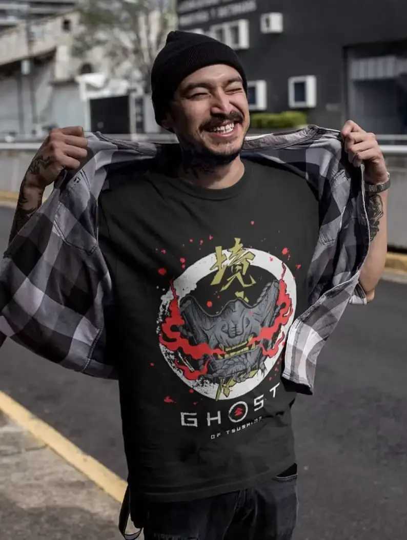 Ghost of Tsushima T-shirts Jin Sakai T-Shirt Sakai Clan Japan T Shirt Clothing Gift Ideas Oni T-Shirt Unisex Shirt X250213