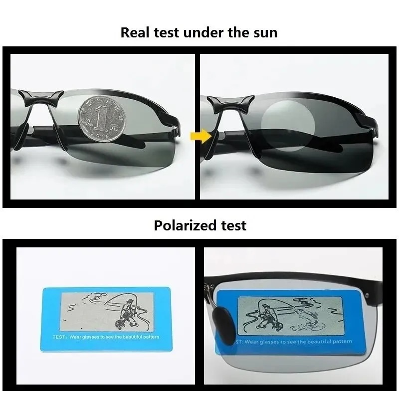 Men Photochromic Polarized Sunglasses Driving Fishing Chameleon Glasses Change Color Sun Glasses Day Night Vision UV400 Eyewear CB CAVALLO BIANCO