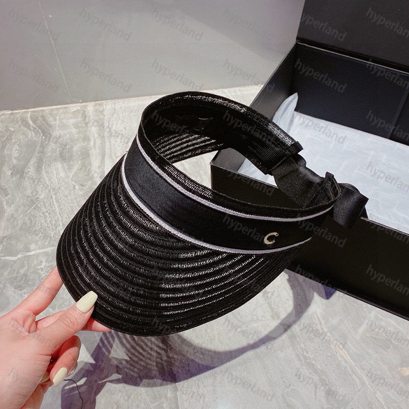 Women Visors Summer Straw Hat Luxurys Womens Bow Visor Casual Sport Empty Top Cap Fashion Designer Outdoor Sandbeach Sun Hat Couples Hats Ball CYD2502131F8