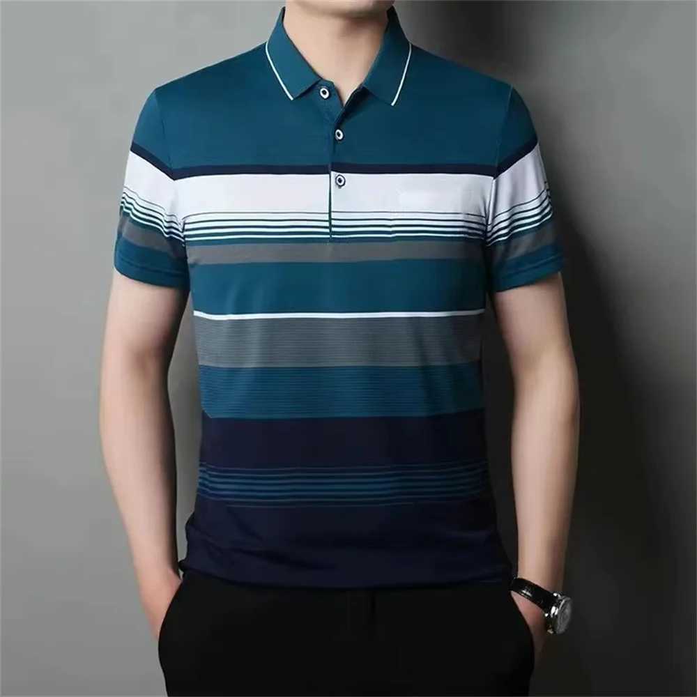 Top Grade Yarn-dyed Process Casual Luxury Polo Shirt For Men Summer Stripped Short Sleeve Fashions Tops Men Clothing Summer X250213
