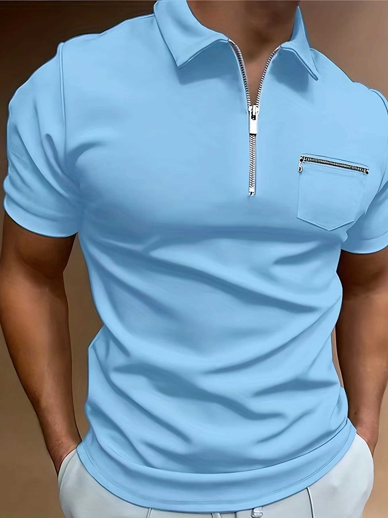 Summer Men Fashion Short Sleeved Polo Shirt T-Shirt Mens Pure Color Breathable Shirt Men Office Top S-XXXL Men Clothing X250213