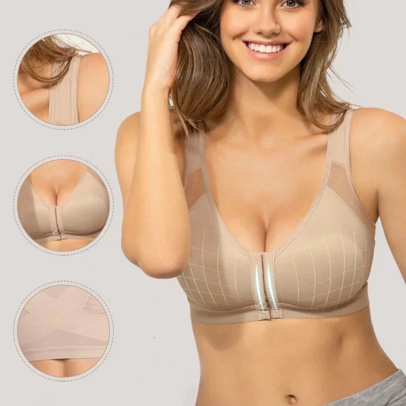 Womens 18 Hour Frontclose Wireless Bra Front Clre Posture Full Coverage Back Adjustable Support Everyday Comfy Unpadded 250122