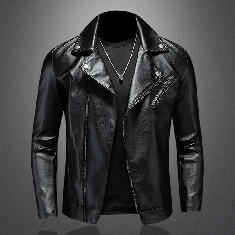 Autumn Motorcycle PU Leather Jacket Men Oversized Casual American Retro Overcoat Unisex Punk Streetwear Coats New Bomber Jackets X250213