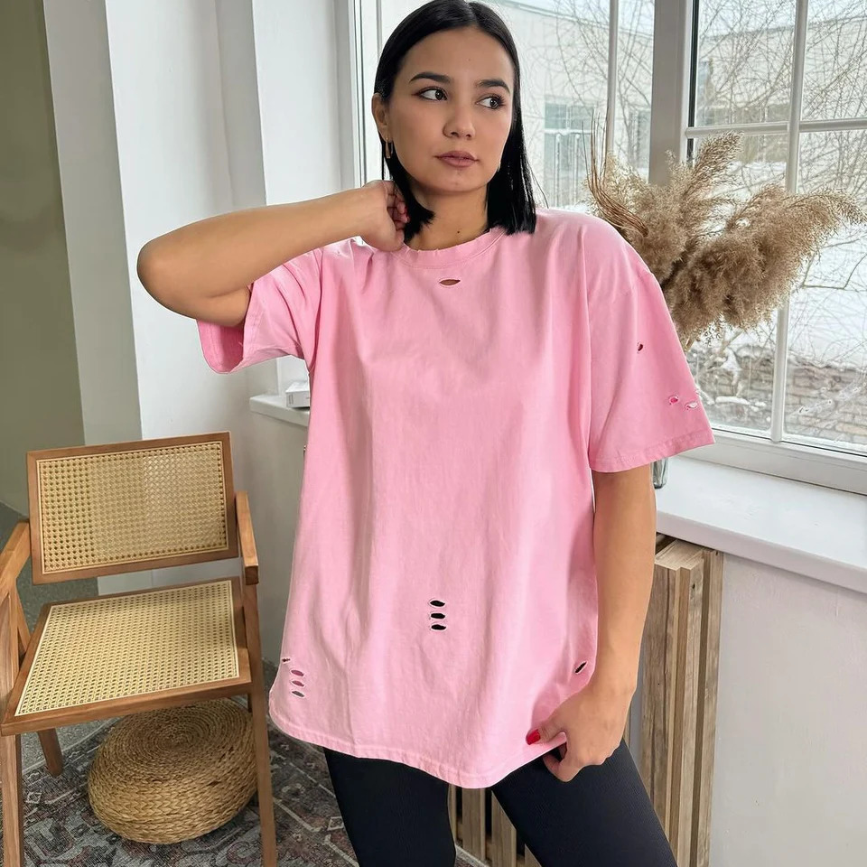 Summer Loose Oversized Tops Casuales Letter Print T Shirt Femme Spring Sunmer s Fashion Street Short Sleeve O-Neck Tees 250208