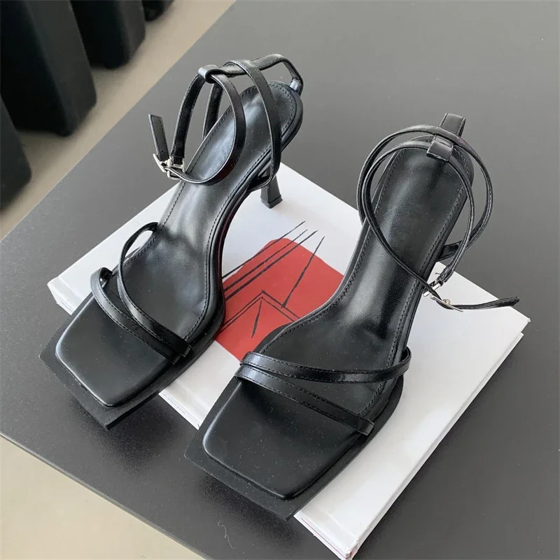 Design Hollow Out Ankle Buckle Strap Women Sandals Sexy Square Toe Summer Party High Heels Ladies Shoes Atos De Mujer