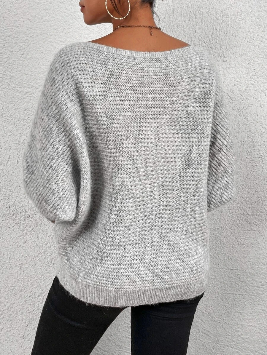Womens autumn and winter pullover sweater can be off-the-shoulder pullover long-sleeved regular version of casual 250210