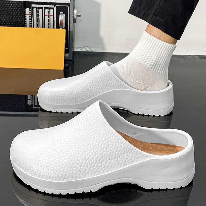 Mens Summer Slippers N-slip Oil-resistant Chef Shoes Kihen Shoes For Men Nurse Work Shoe Casual EVA Lightweight Soft s Y250213