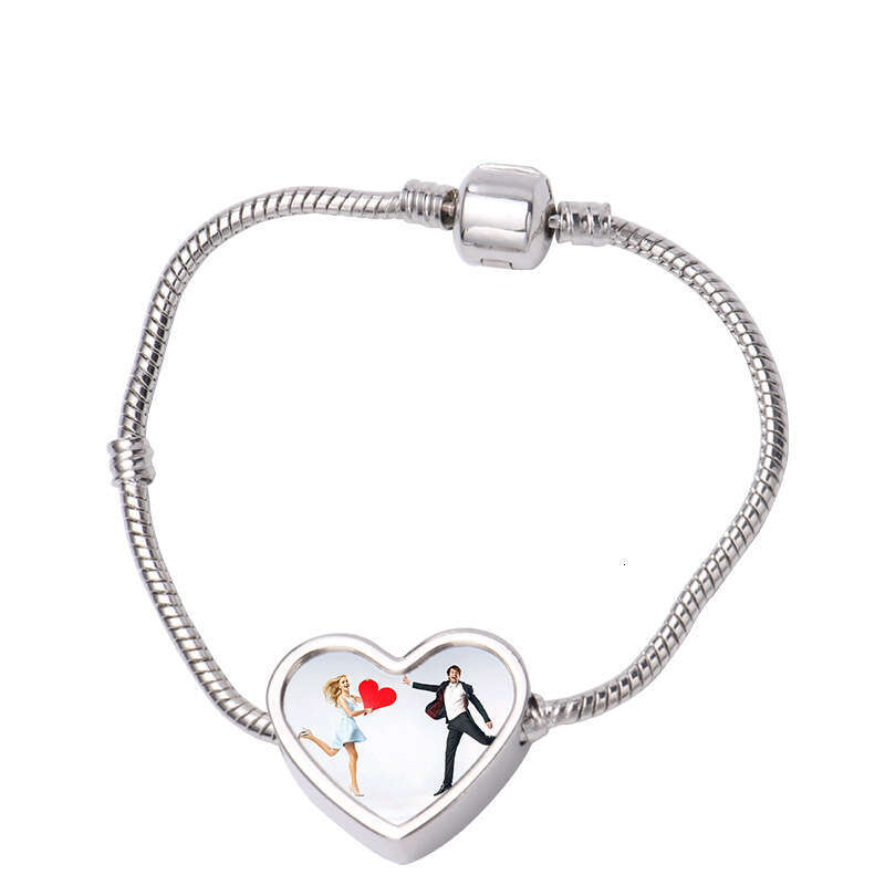 Angel Wings Round Heart Bracelet Heat Transfer Printed Blank Handicraft Jewelry
