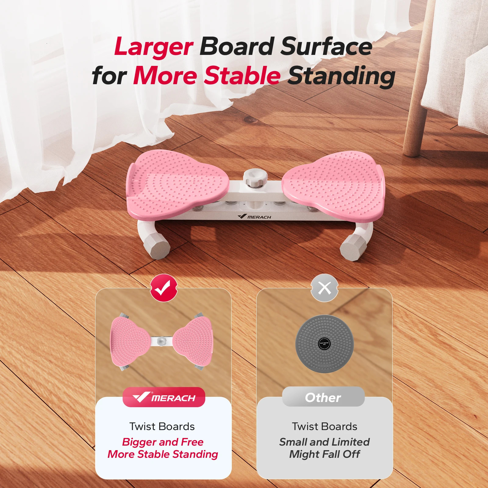 MERACH Waist Twisting Fitness Tool Exercise Twist Boards Waist Twister Machine Balance Board for Foot Massage and Weight Loss 250207