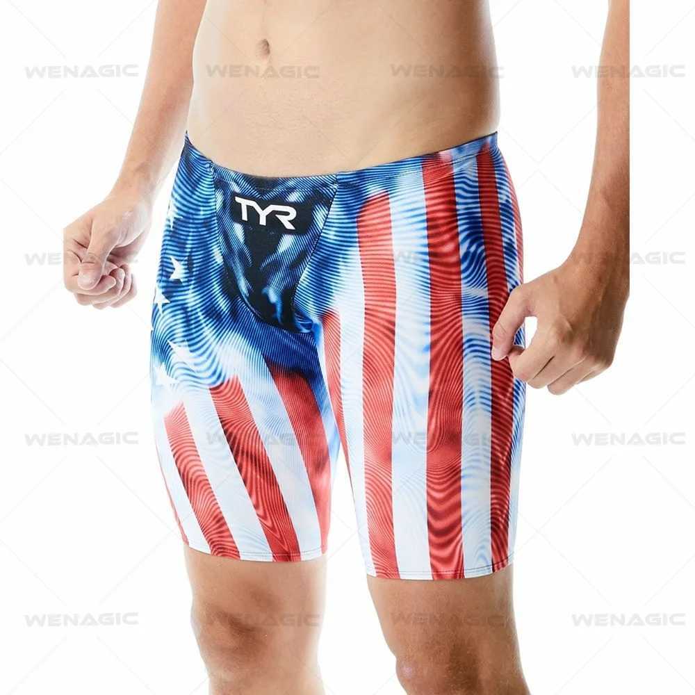 New Summer Mens Swim Jammer Endurance Athletic Training Swimsuit Beach Swimming Trunks For Swimwear Jammers Tight Surf Shorts Z260314