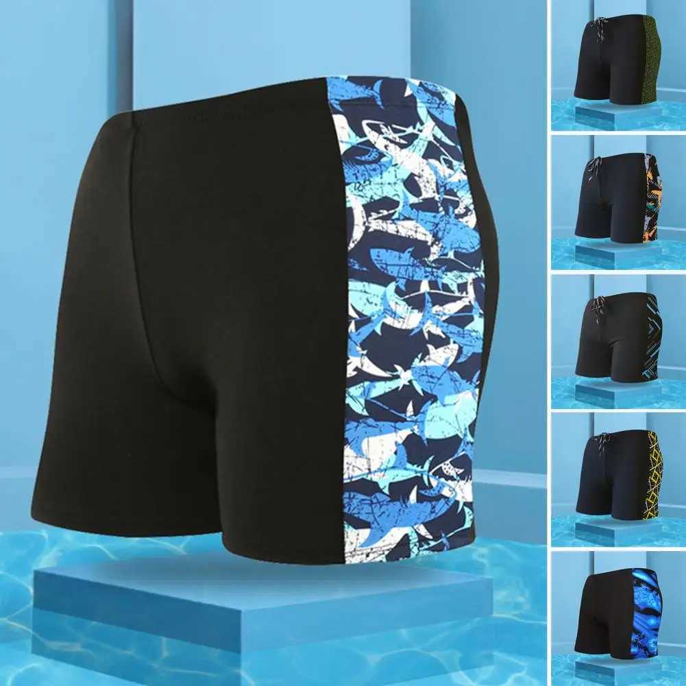 Swimwear Swimsuit Mid-rise Elastic Waistband Inner Drawstring Mens Adult Hot Spring Swimming Trunks Beachwear Z260314