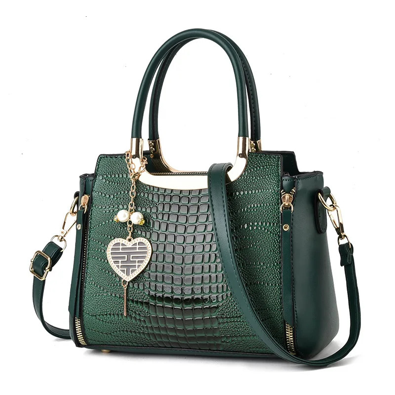 Glossy Pattern Handbag Womens Top Handle Satchel Purse Fashion Crossbody Bag With Tassel Pendant 250207