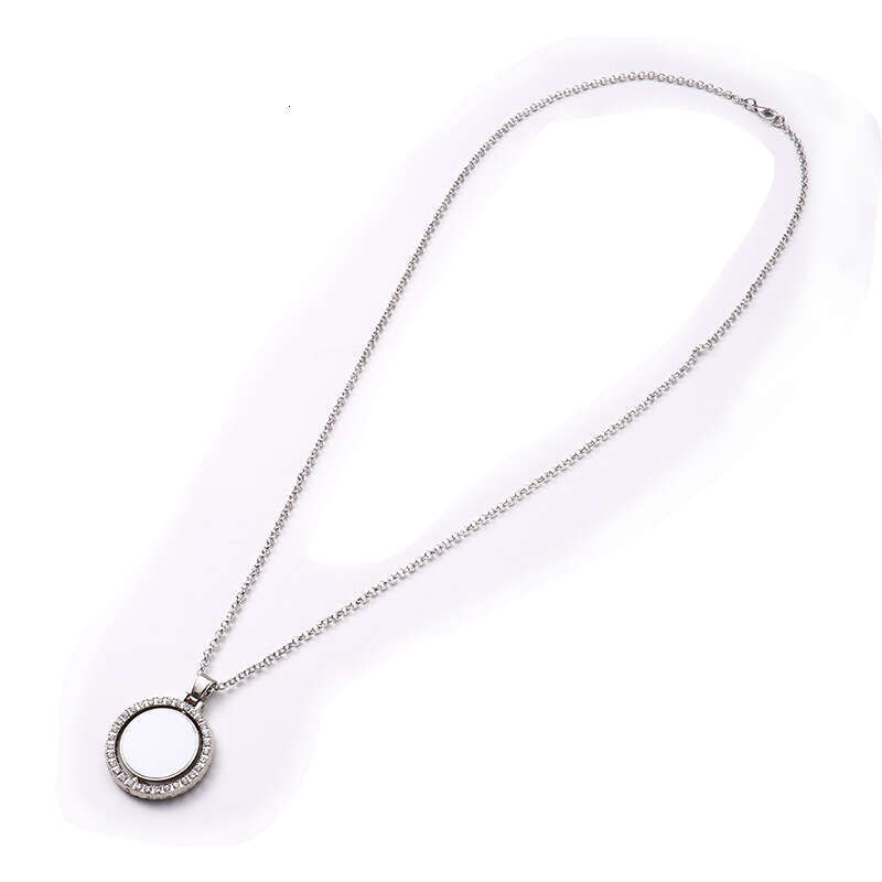 Dia double-sided rotating patch metal jewelry necklace circular pendant blank product can be heat transferred for printing