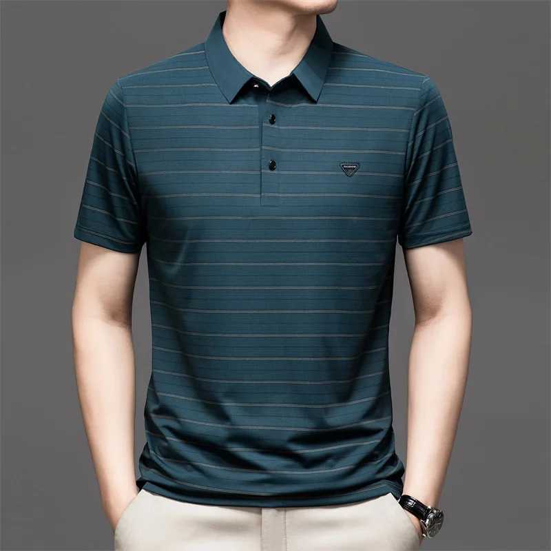 High quality mens embroidered hot summer 2024 new short sLeeved lapel striped POLO shirt classic casual breathable T-shirt X250213