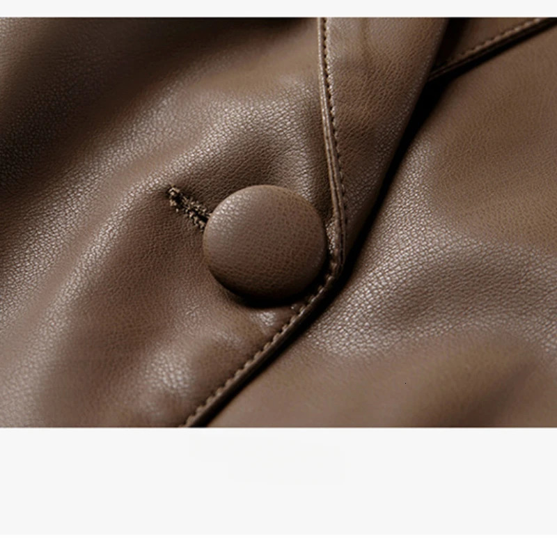 Simple PU Leather Women Blazer and Jackets Autumn Winter Clothes Female Suit Coat Office Ladies Elegant Stylish Outerwear Tops 250213