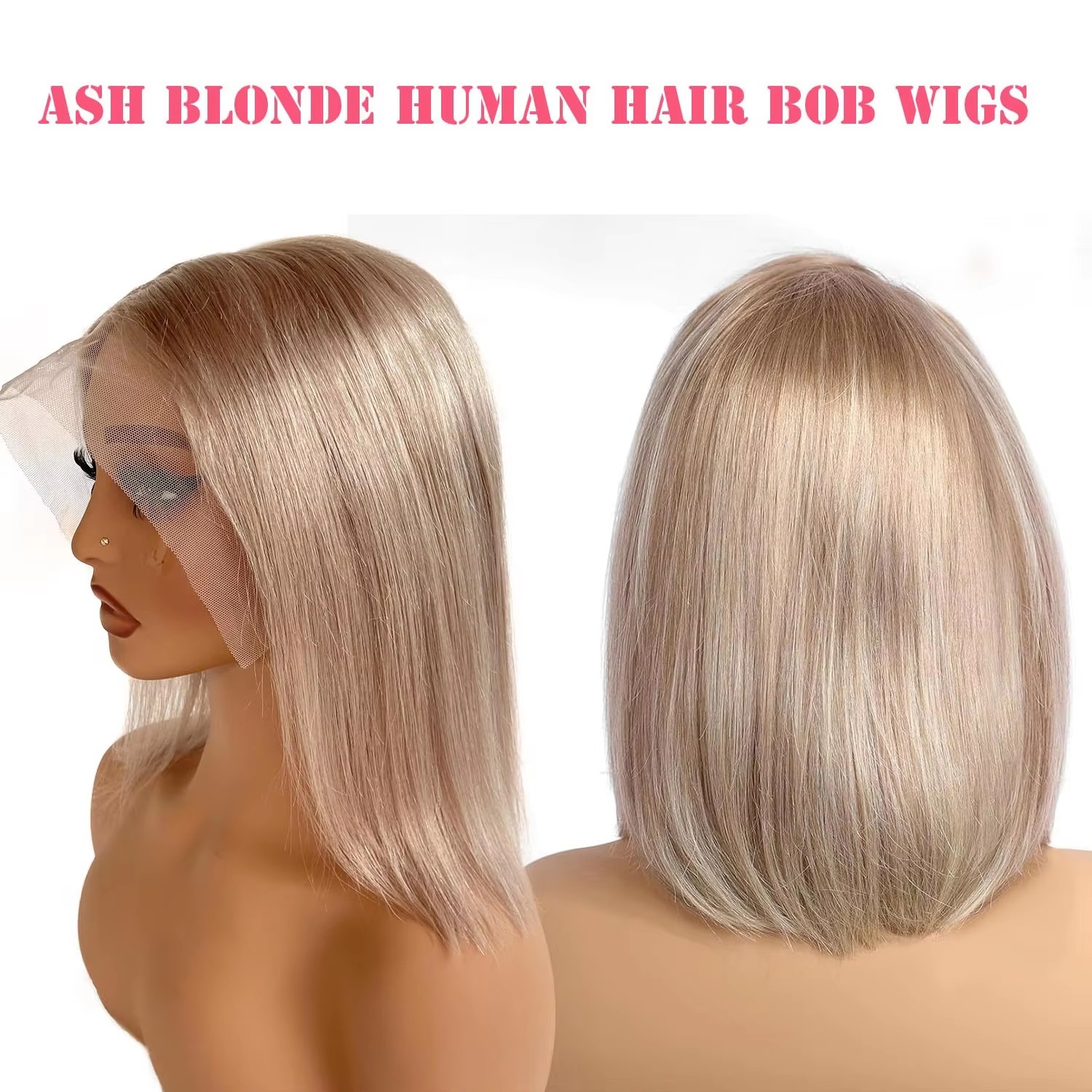 P18/613 Blonde Highlight bone Straight Short Bob Human Hair Wigs 5x5 hd Lace closure Frontal Wig Human Hair For Women