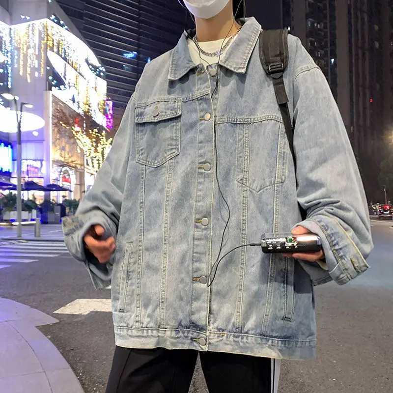Denim Jacket Mens High Street Trendy Brand Loose Workwea Casual Versatile Lapel Couple Tops X250213