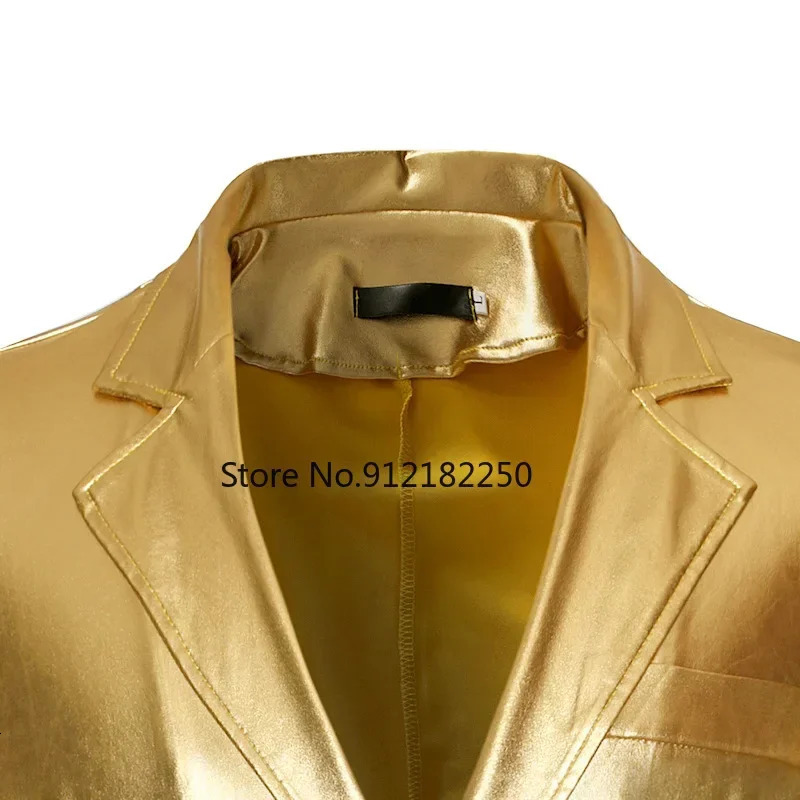 Mens Shiny Gold 2 Pieces Suits BlazerPants Mens Sweater Fashion Party DJ Club Dress Tuxedo Suit Men Stage Singer Clothes 250210