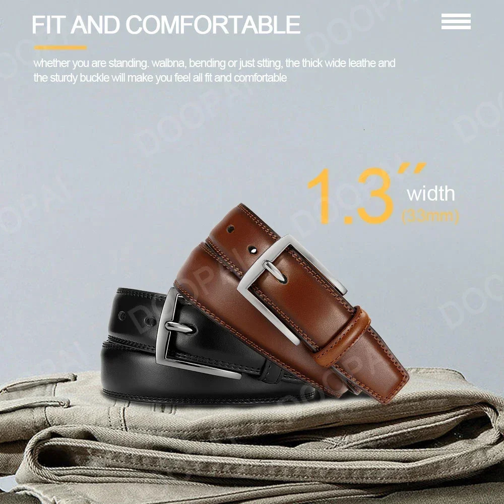 Men Belts High Quality Genuine Leather LONG Large Pin Buckle Metal Automatic Male Strap 250114