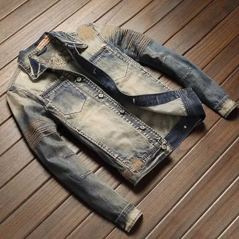 Cowboy Coat for Men Autumn Korea Vintage Fashion of Fabric Casual Denim Jackets Man Low Cost Menswear Lxury Outwear Size L Joker X250213