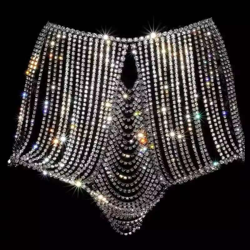 Body Full Rhie Sexy Bra Top Ladies Night Club Party Sparkg Crystal Chest Chain Fine Jewelry Accessories
