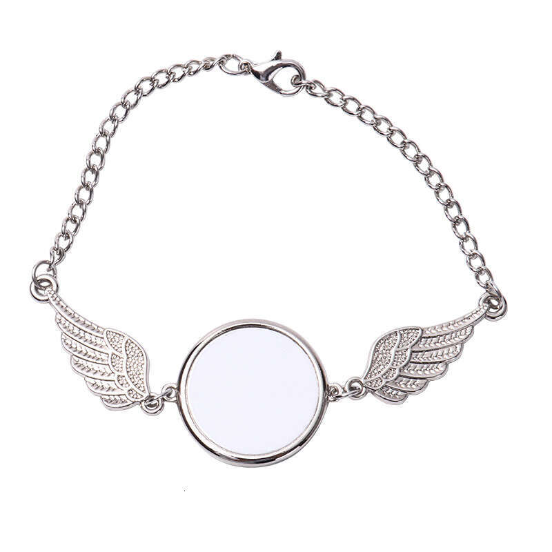 Angel Wings Round Heart Bracelet Heat Transfer Printed Blank Handicraft Jewelry
