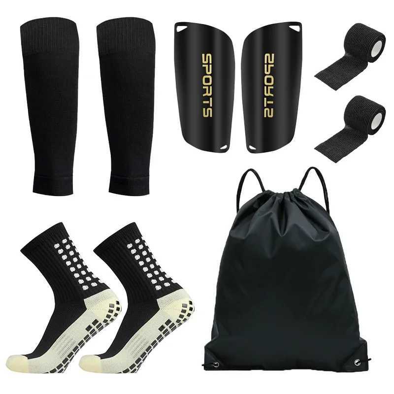 5PCS Set Teenagers Football Bag Soccer Socks Grip Men Sport Socks Soccer Leg Cover Shin Pads Soccer Training Shank Board BandagXJ250213