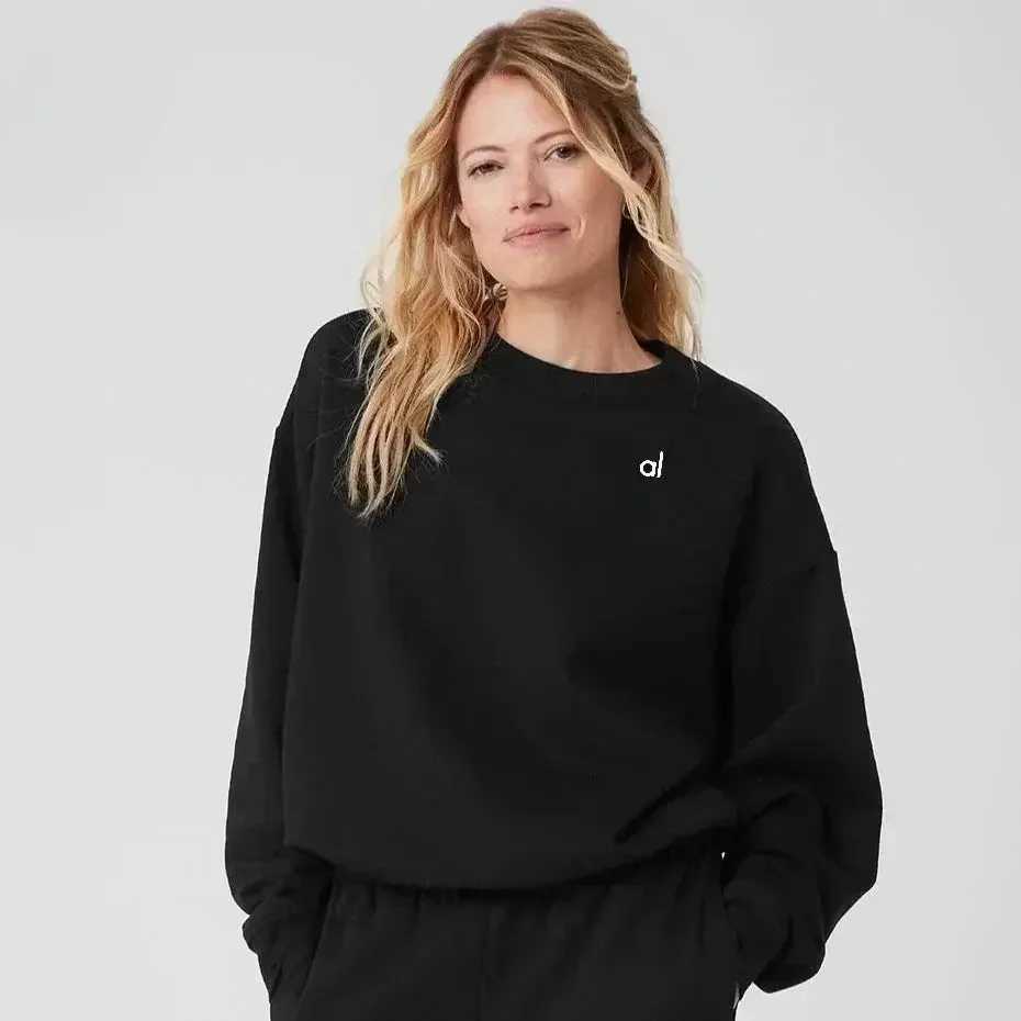 Women's Hoodies Sweatshirts AL Top Women Clothing Crew Neck Pullover Comfortable Simplicity Solid Color Crew-neck Long-sleeved Hoodie Gym Tops H2