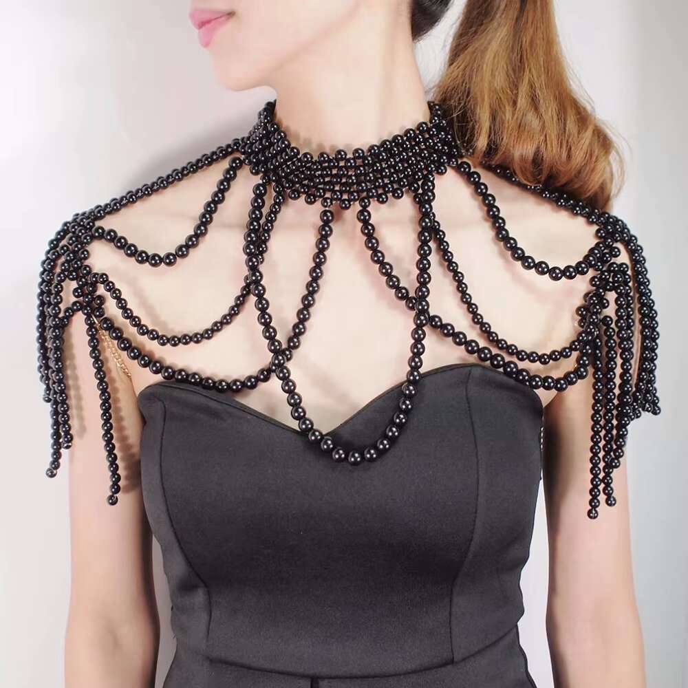 Handmade Bride Shoulder Necklace Hollow Imitation Fashion Pearl Body Wedding Gathering Bra Chain Shawl Jewelry