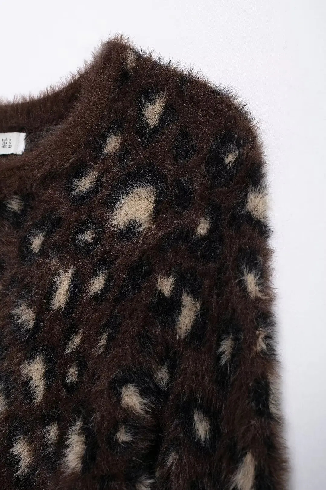European and American style faux fur effect round neck bow knit cardigan wool sweater for women soft and versatile sweater jacket 250206