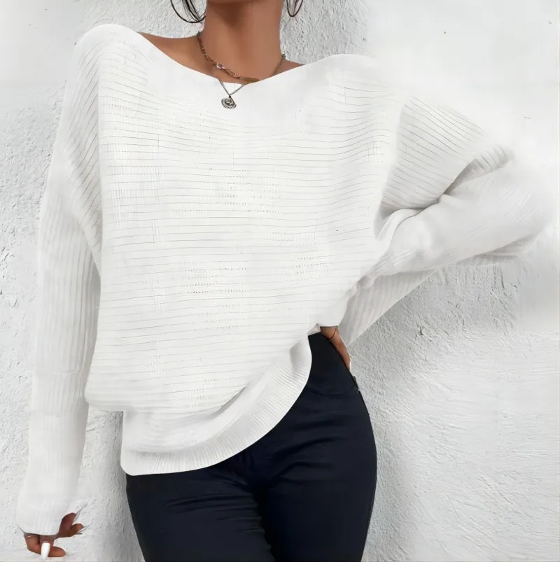 Womens autumn and winter pullover sweater can be off-the-shoulder pullover long-sleeved regular version of casual 250210