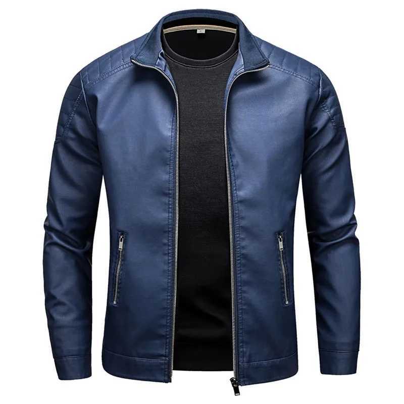 Stand Collar Leather Jacket Mens Fashion Jacket 2024 Casual Mens Leather Jacket Slim Korean Version Handsome Mens Clothing X250213
