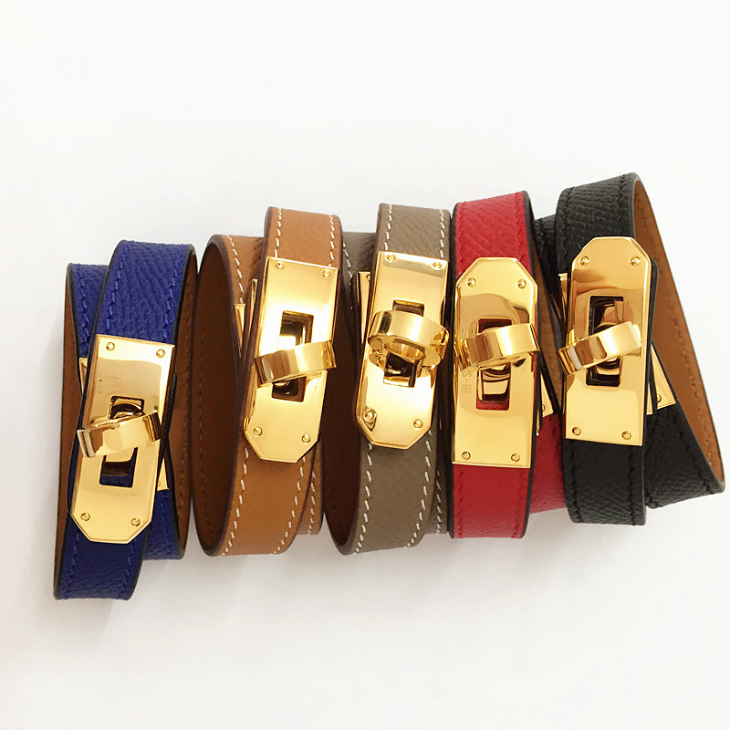 high quality double round genuine leather collier bracelet for women