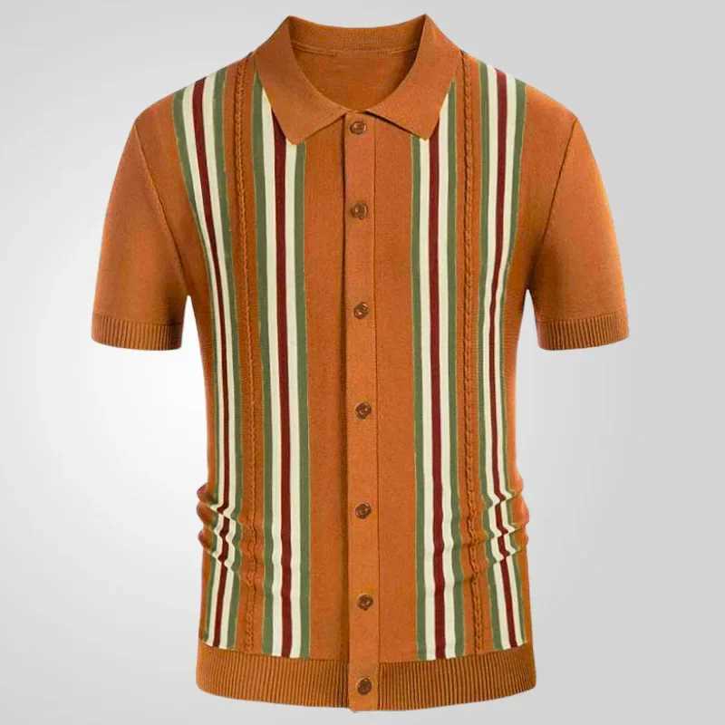 2025 Spring Summer Mens Short Sleeve Polo Shirt Knitted Slim Business Cardigan Shirt Streetwear Casual Tops Mens Shirt X250213