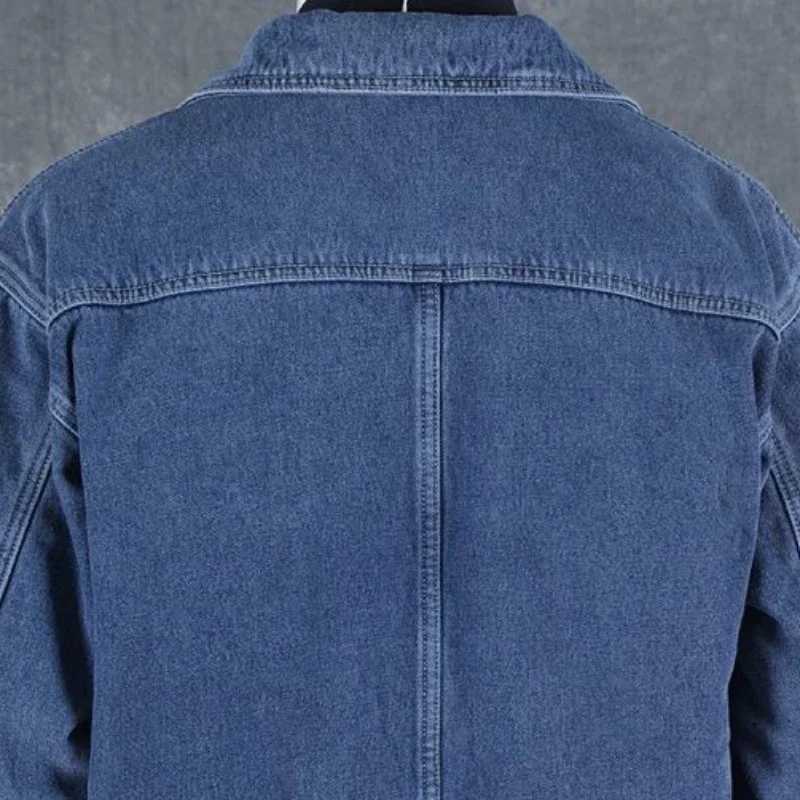 Mens Denim Jacket Padded Wool Elatic Male Jean Coats Blue Warm Padding with Sheep Cheap Price Stylish Fashion Large Size L Y2k X250213