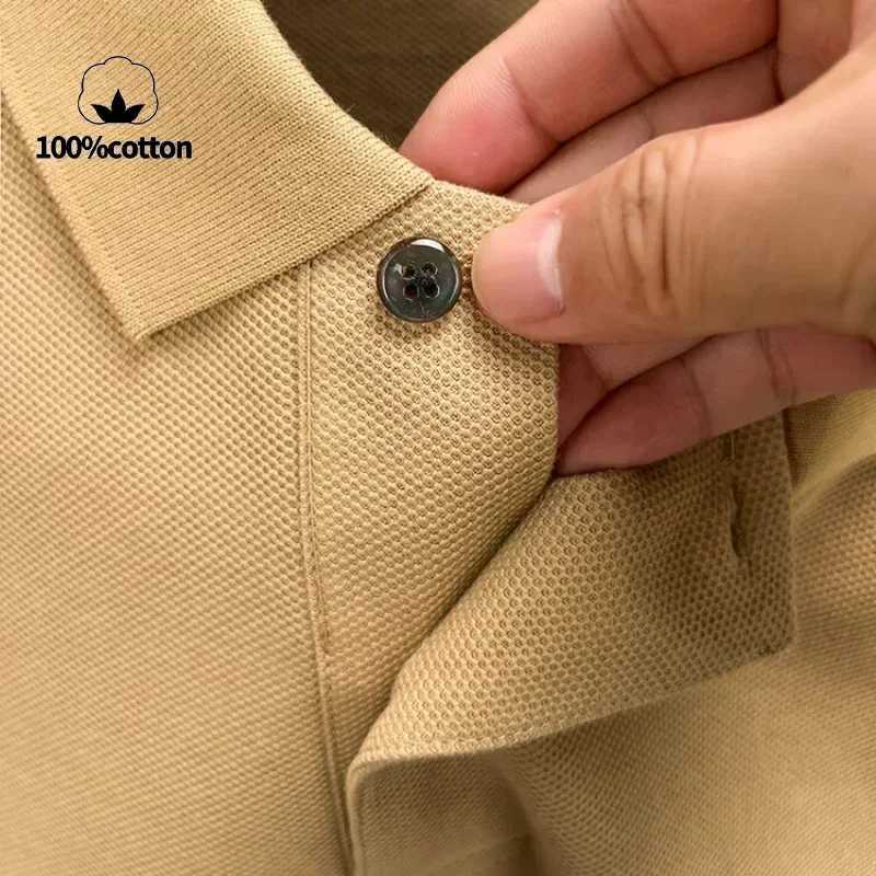 100% Cotton Polo Shirt-Summer Fashion Casual Long Sleeve Breathable Lapels T-shirt 10 Colors Mens Perfect for Sports X250213