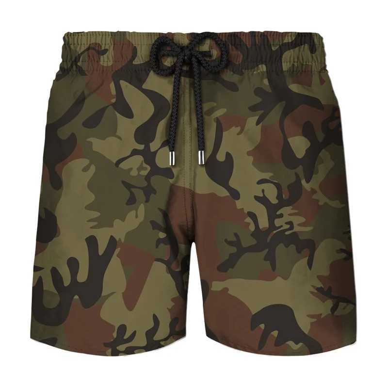 Camouflage Graphic Beach Shorts Men 3D Camo Gothic Skull Printed Swimming Trunks Sohier Army Veteran Military Fashion Short Pants Z260314