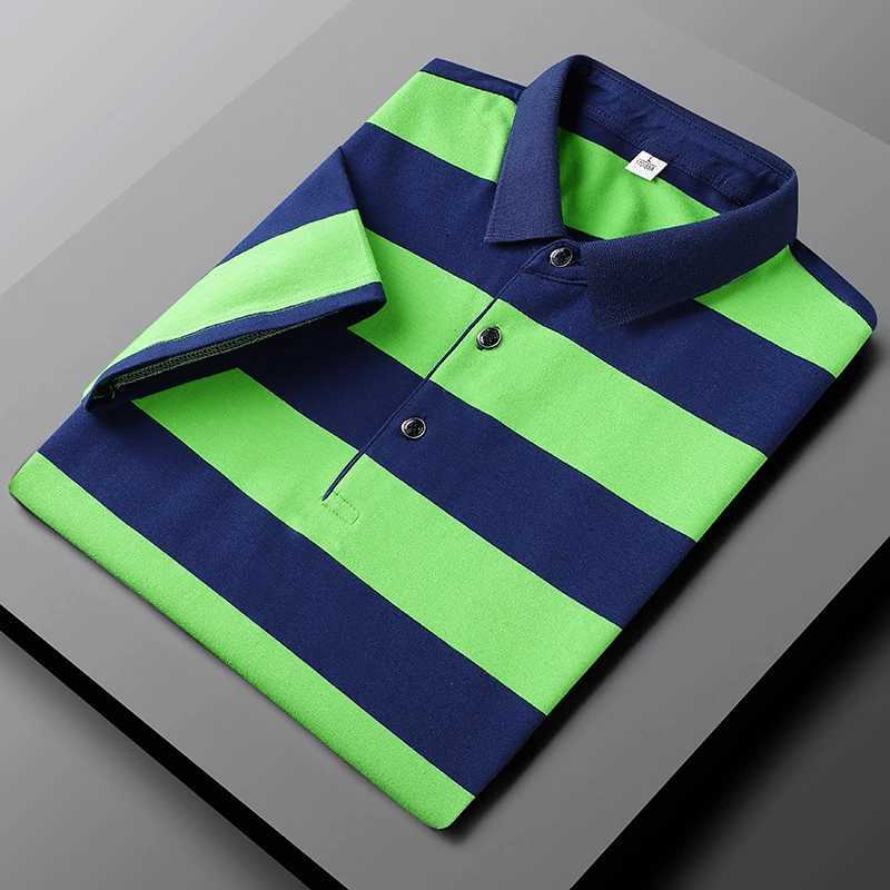 New Summer Mens Classic Striped Polo Mens Cotton Short Sleeve Embroidered Business Casual Hot Polo Shirt Mens Direct Shipping X250213