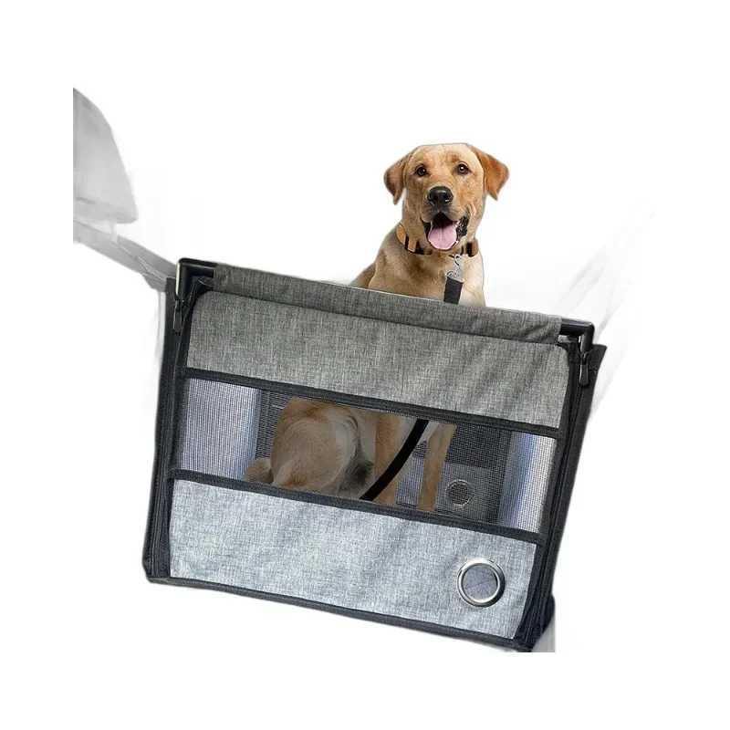 Dog Car Seat Covers Universal Car Pet Mat Dogs Basket Car Cover Travel Dog Mat Rear Half-seat Hammock with Hook Breathable Mesh Folding Dog Kennel H25