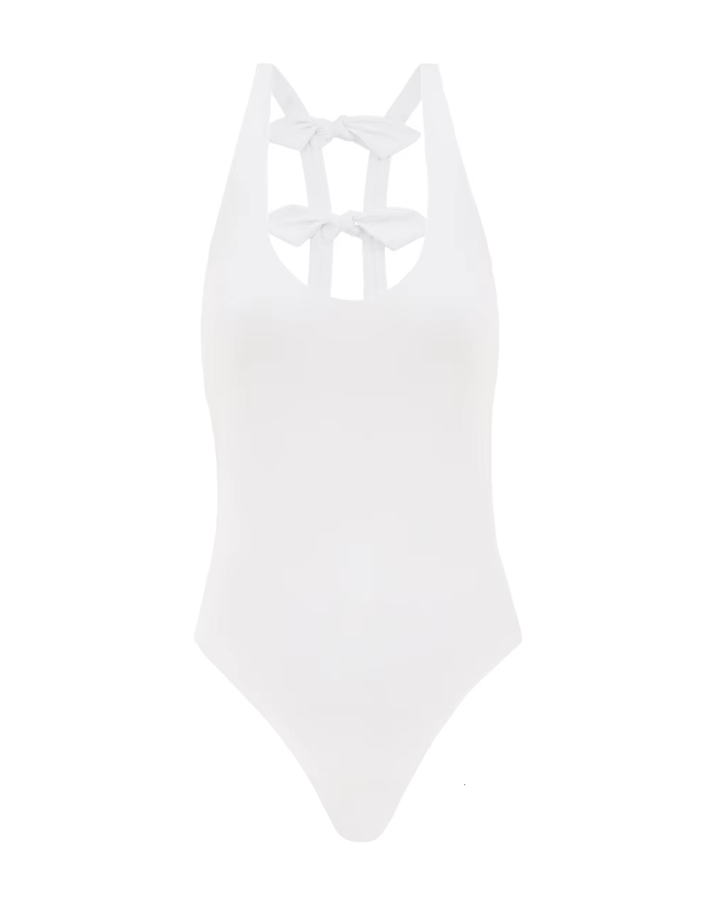 One Piece Swimsuit High Leg Bow-Back Swimwear For Women U Neck Bathing Suits Slimming Monokini Summer Female
