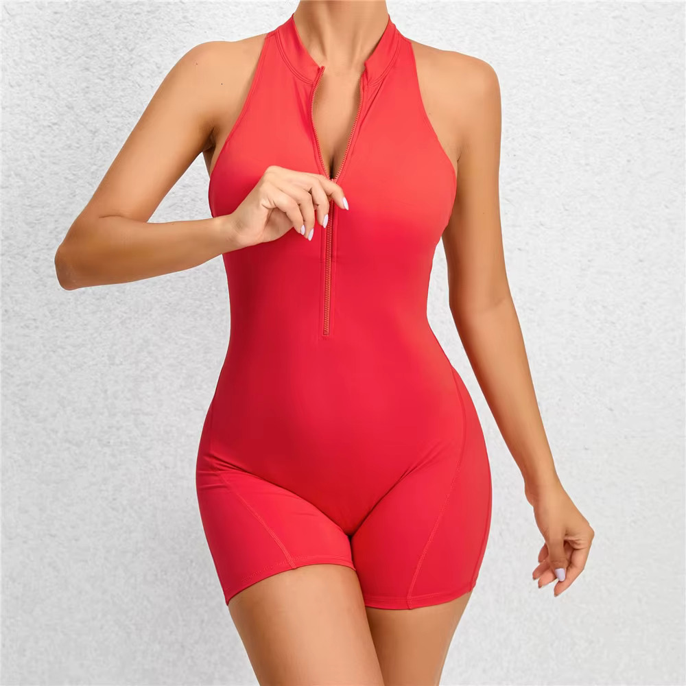 Yoga Women's Padded Suit One-Piece Workout Set Sports Jumpsuit Gym Clothing Zipper 2024 New