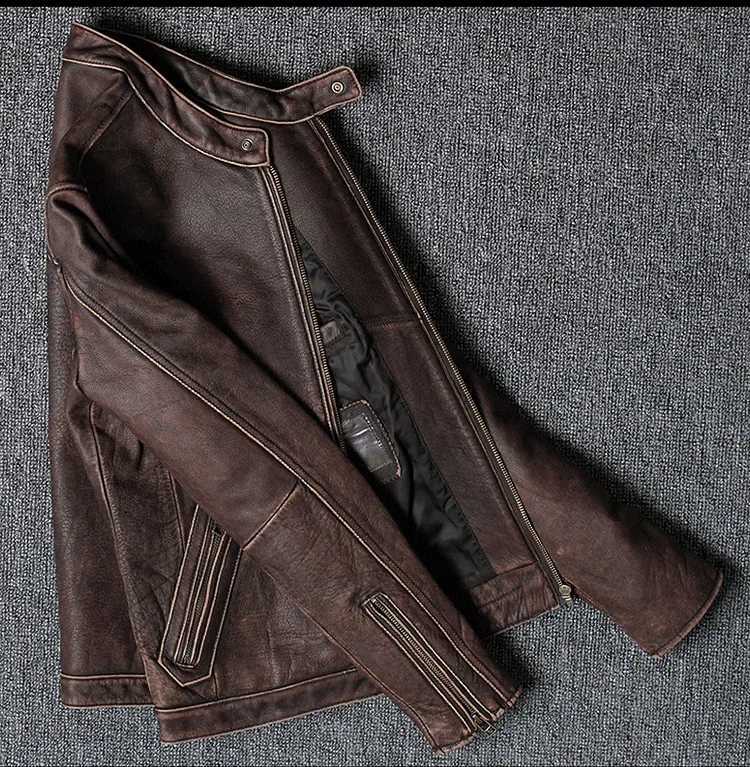 LNY Shop.7XL brand casual style cowhide jacket mens 100% genuine leather clothing. Retro leather jacket. Kuros House X250213